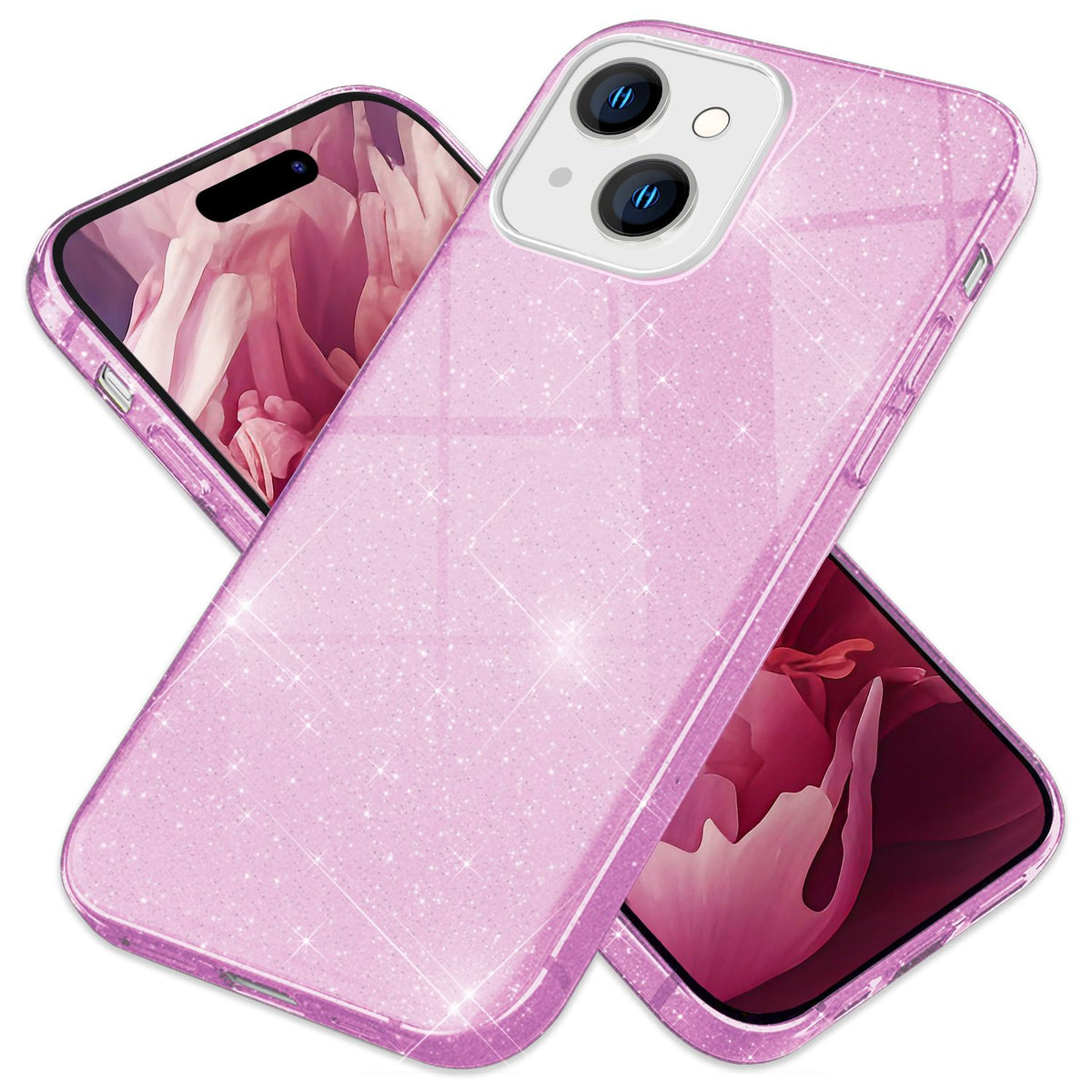 NALIA Glitzerhülle für iPhone 15 – Funkelnder Glitzer-Look & Grip – SHINEPOP (Silikon Case) – Marke aus Berlin