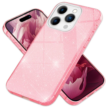 NALIA Glitzerhülle für iPhone 15 Pro – Funkelnder Glitzer-Look & Grip – SHINEPOP (Silikon Case) – Marke aus Berlin