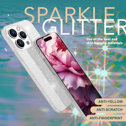 NALIA Glitzerhülle für iPhone 15 Pro Max – Funkelnder Glitzer-Look & Grip – SHINEPOP (Silikon Case) – Marke aus Berlin