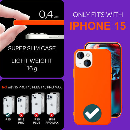 NALIA Neon Cover für iPhone 15 Hülle, Bunte Silikonhülle Intensive Farbe, Samtig Weich Gummierte Handyhülle, Soft Case NALIA Berlin