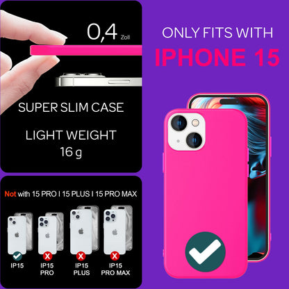 NALIA Neon Cover für iPhone 15 Hülle, Bunte Silikonhülle Intensive Farbe, Samtig Weich Gummierte Handyhülle, Soft Case NALIA Berlin