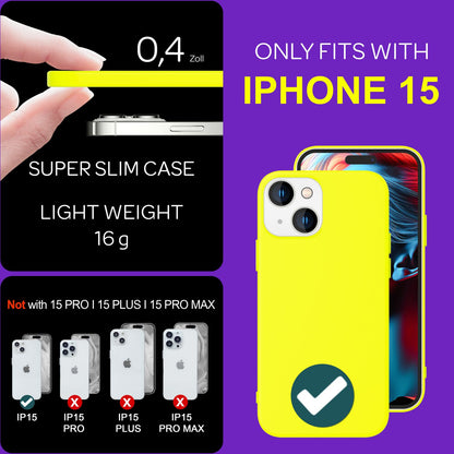 NALIA Neon Cover für iPhone 15 Hülle, Bunte Silikonhülle Intensive Farbe, Samtig Weich Gummierte Handyhülle, Soft Case NALIA Berlin