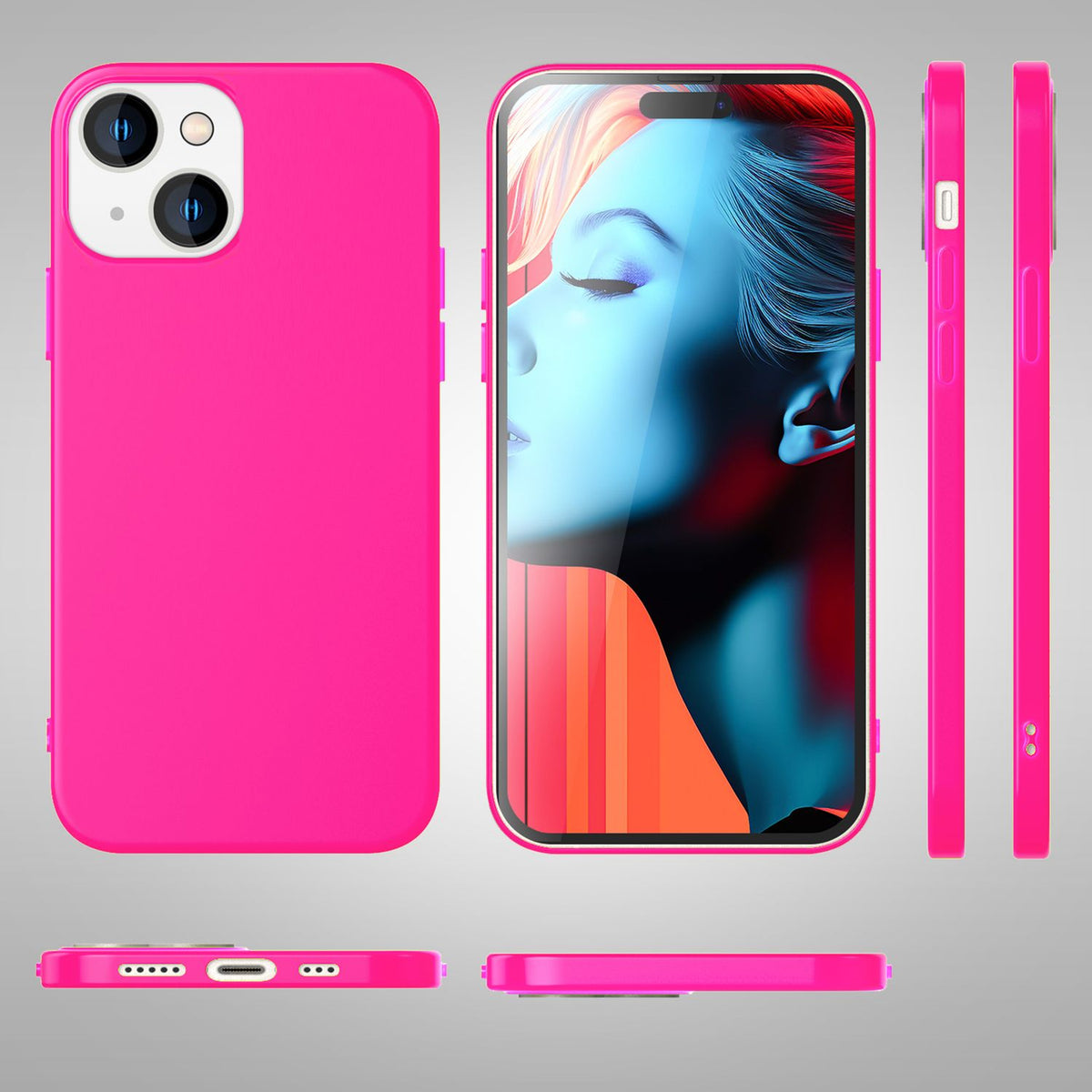NALIA Neon Cover für iPhone 15 Hülle, Bunte Silikonhülle Intensive Farbe, Samtig Weich Gummierte Handyhülle, Soft Case NALIA Berlin