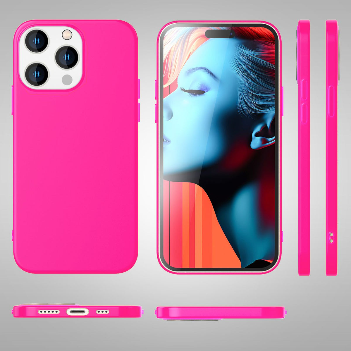NALIA Neon Silikonhülle für iPhone 15 Pro Max – Soft-Touch & Signal-Neon – NEONSHOCK (Matte Schutzhülle) – Marke aus Berlin
