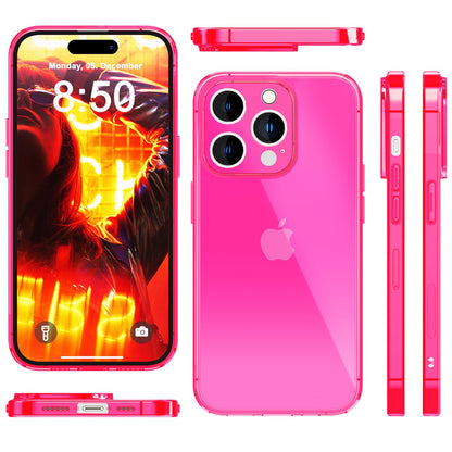 NALIA Neon Silikonhülle für iPhone 15 Pro – Knallige Signal-Farbe & Linsenschutz – VIBE (Transparentes Case) – Marke aus Berlin
