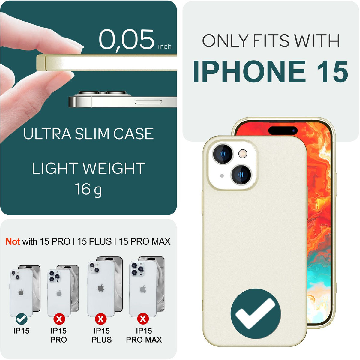 NALIA Ultra Slim Hardcase für iPhone 15 – Anti-Fingerabdruck & 0.5mm Dünn – PUREFIT (Matt & Leicht) – Marke aus Berlin