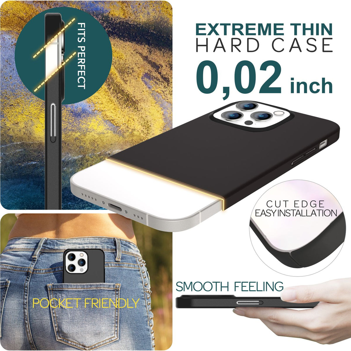 NALIA Ultra Slim Hardcase für iPhone 15 Pro – Anti-Fingerabdruck & 0.5mm Dünn – PUREFIT (Matt & Leicht) – Marke aus Berlin