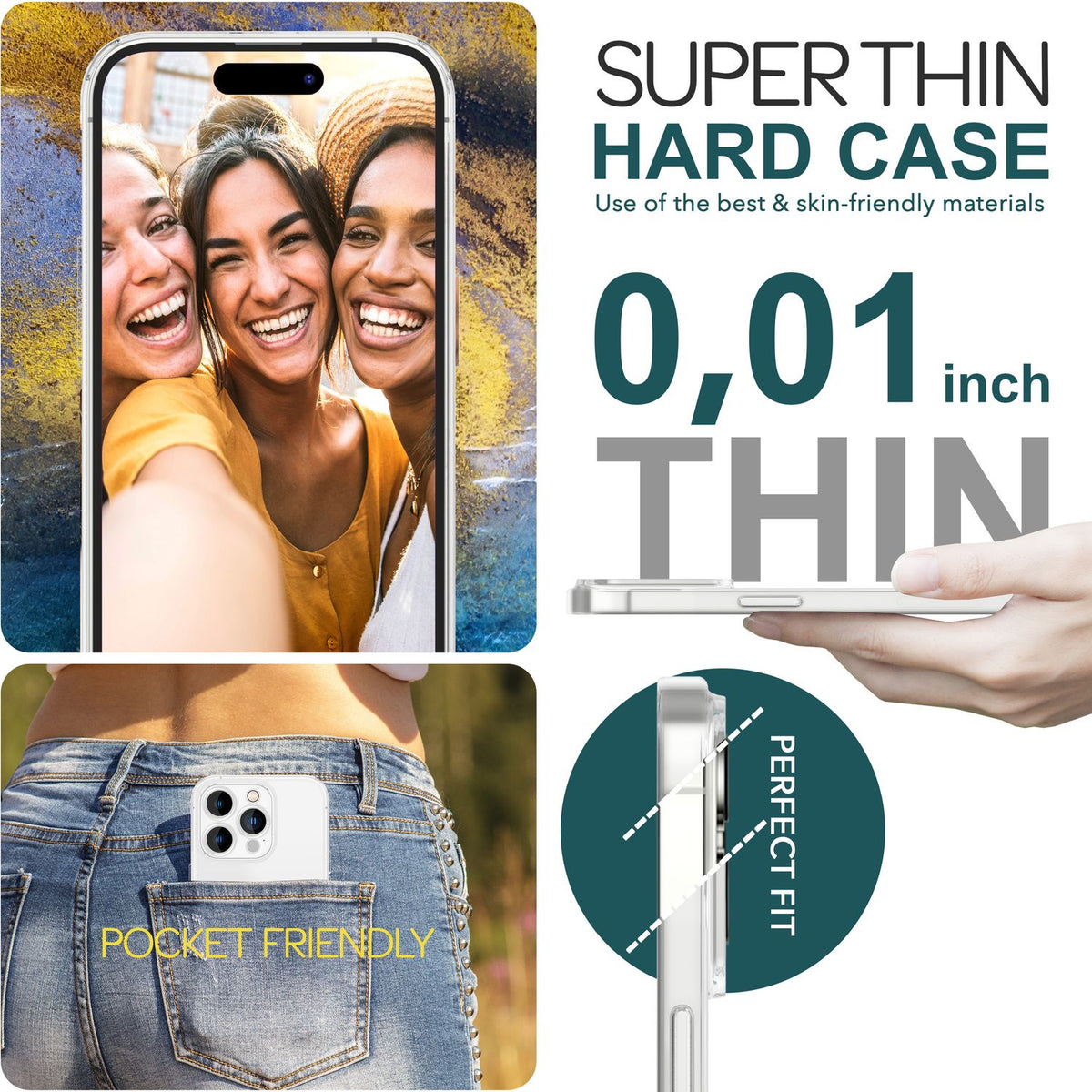 NALIA Ultra Slim Hardcase für iPhone 15 Pro – Matt-Transparent & 0.3mm Dünn – PHANTOM (Dünnes Cover & Kamera-Vollschutz) – Marke aus Berlin