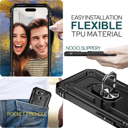 NALIA Panzerhülle für iPhone 15 Plus – Ring-Ständer 360° & Magnet-Halterung Kompatibel – RINGDEFEND (Stoßfestes Outdoor Case) – Marke aus Berlin