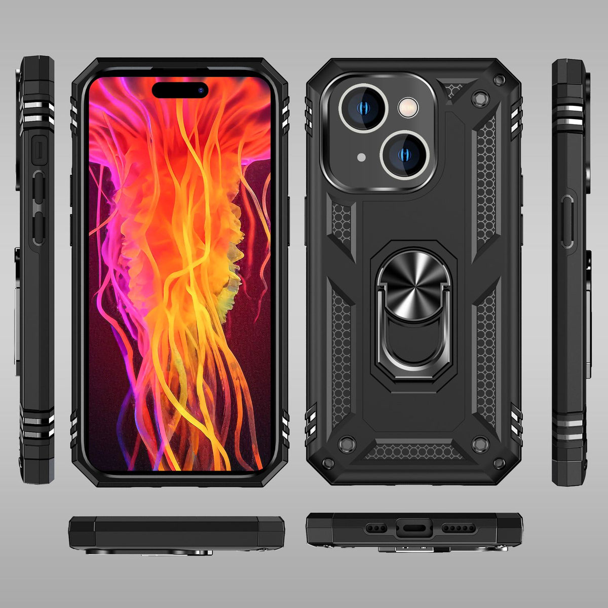 NALIA Panzerhülle für iPhone 15 Plus – Ring-Ständer 360° & Magnet-Halterung Kompatibel – RINGDEFEND (Stoßfestes Outdoor Case) – Marke aus Berlin