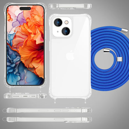 NALIA Handykette für iPhone 15 – Transparentes Hybrid-Case & Band – HANGIT PRO (Anti-Gelb Rückseite & Verstellbar) – Marke aus Berlin