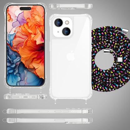 NALIA Handykette für iPhone 15 – Transparentes Hybrid-Case & Band – HANGIT PRO (Anti-Gelb Rückseite & Verstellbar) – Marke aus Berlin