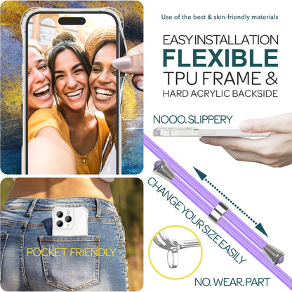 NALIA Handykette für iPhone 15 Pro – Transparentes Hybrid-Case & Band – HANGIT PRO (Anti-Gelb Rückseite & Verstellbar) – Marke aus Berlin