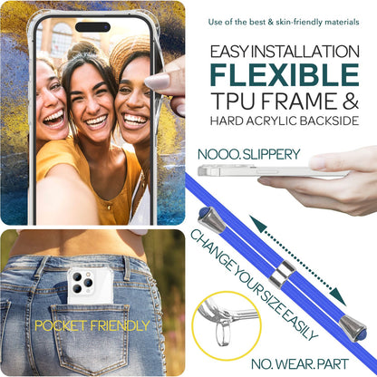 NALIA Handykette für iPhone 15 Pro Max – Transparentes Hybrid-Case & Band – HANGIT PRO (Anti-Gelb Rückseite & Verstellbar) – Marke aus Berlin