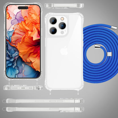 NALIA Handykette für iPhone 15 Pro Max – Transparentes Hybrid-Case & Band – HANGIT PRO (Anti-Gelb Rückseite & Verstellbar) – Marke aus Berlin