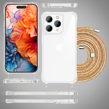 NALIA Handykette für iPhone 15 Pro Max – Transparentes Hybrid-Case & Band – HANGIT PRO (Anti-Gelb Rückseite & Verstellbar) – Marke aus Berlin
