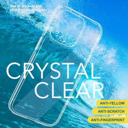 NALIA Transparente Hülle für iPhone 15 Pro Max – Anti-Gelb & Stoßfest – BLYSS (Rückseite in Glas-Optik) – Marke aus Berlin