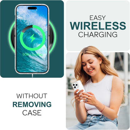 NALIA Transparente Hülle für iPhone 15 Pro Max – Anti-Gelb & Stoßfest – BLYSS (Rückseite in Glas-Optik) – Marke aus Berlin
