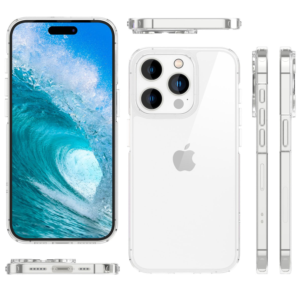 NALIA Transparente Hülle für iPhone 15 Pro Max – Anti-Gelb & Stoßfest – BLYSS (Rückseite in Glas-Optik) – Marke aus Berlin