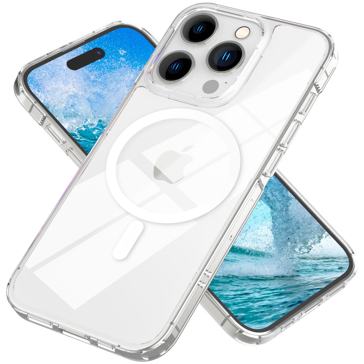 NALIA Transparentes Magnet Case für iPhone 15 Pro Max – MagPower System (MagSafe kompatibel) – LUMEX (Edle Glas-Optik, aber unzerbrechlich) – Marke aus Berlin