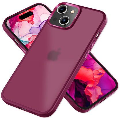 NALIA Matte Handyhülle für iPhone 15 Plus – Stoßfester Silikon-Rahmen & Semi-Transparent – FUZION (Anti-Fingerprint Case) – Marke aus Berlin