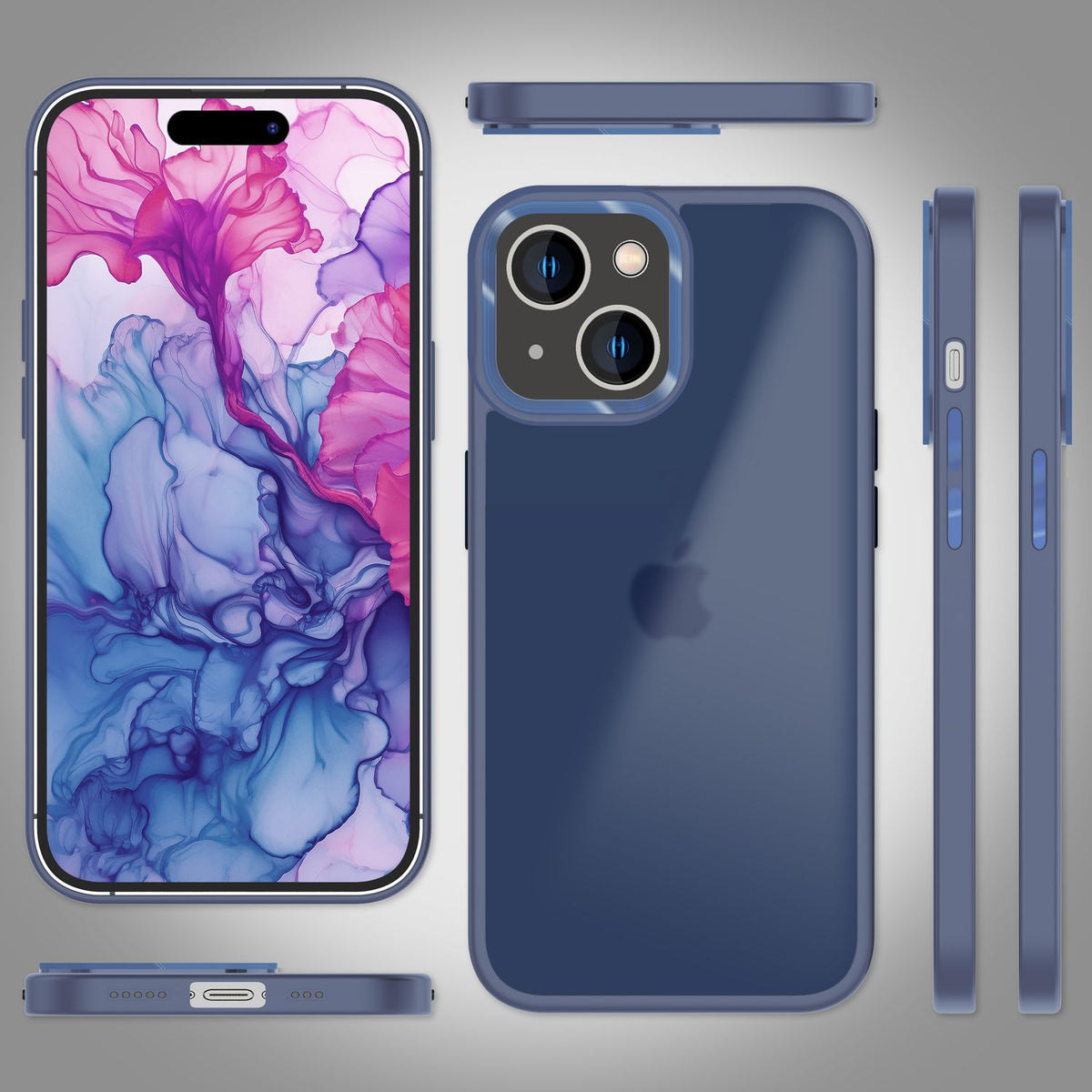 NALIA Matte Handyhülle für iPhone 15 Plus – Stoßfester Silikon-Rahmen & Semi-Transparent – FUZION (Anti-Fingerprint Case) – Marke aus Berlin