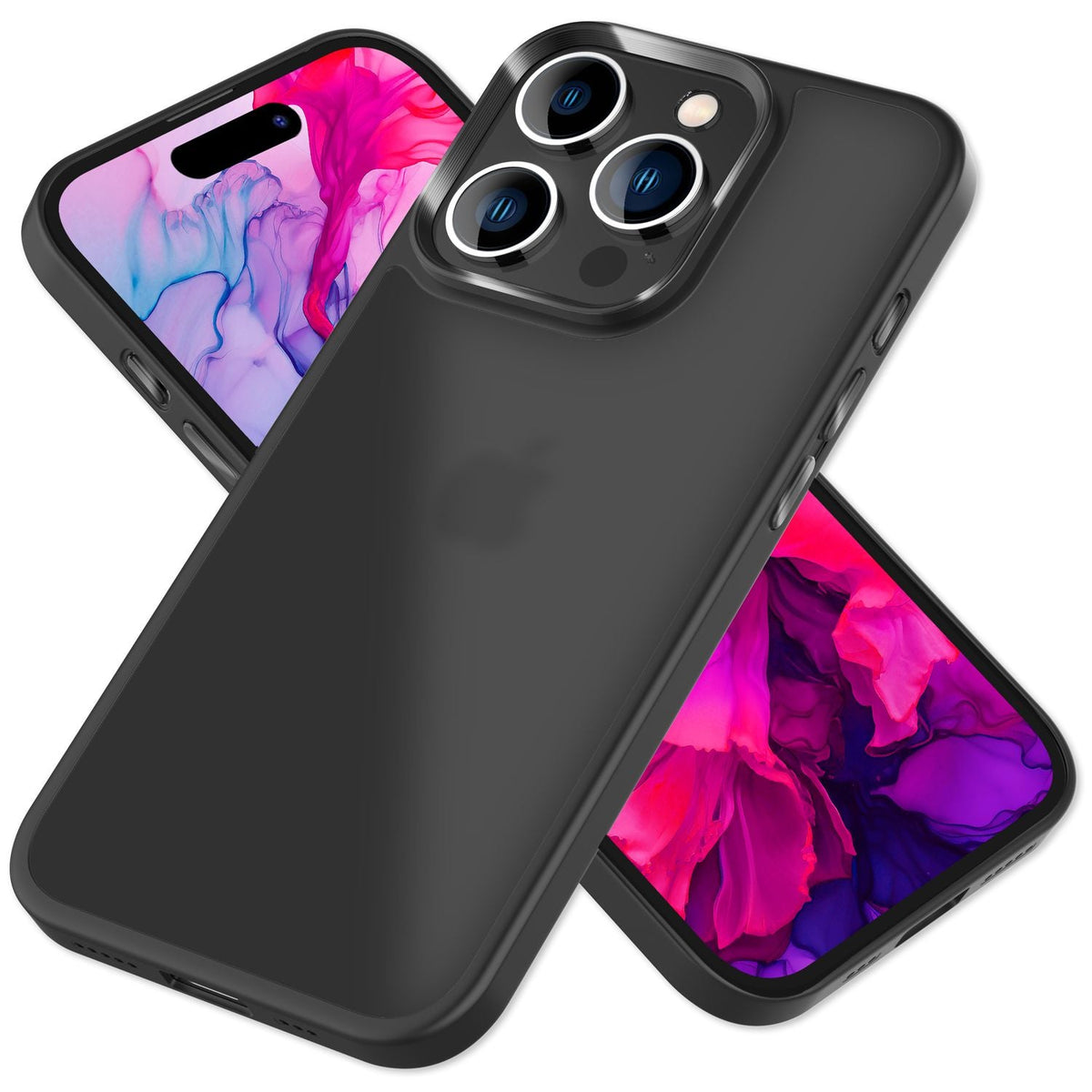NALIA Matte Handyhülle für iPhone 15 Pro Max – Stoßfester Silikon-Rahmen & Semi-Transparent – FUZION (Anti-Fingerprint Case) – Marke aus Berlin