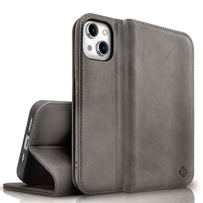NALIA Echtlederhülle für iPhone 15 Plus – RFID Wallet & Magnet-Verschluss – LEVANTO (Handgefertigte Klapphülle) – Marke aus Berlin