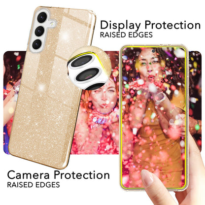 NALIA Glitzerhülle für Samsung Galaxy S24 – Funkelnder Glitzer-Look & Grip – SHINEPOP (Silikon Case) – Marke aus Berlin