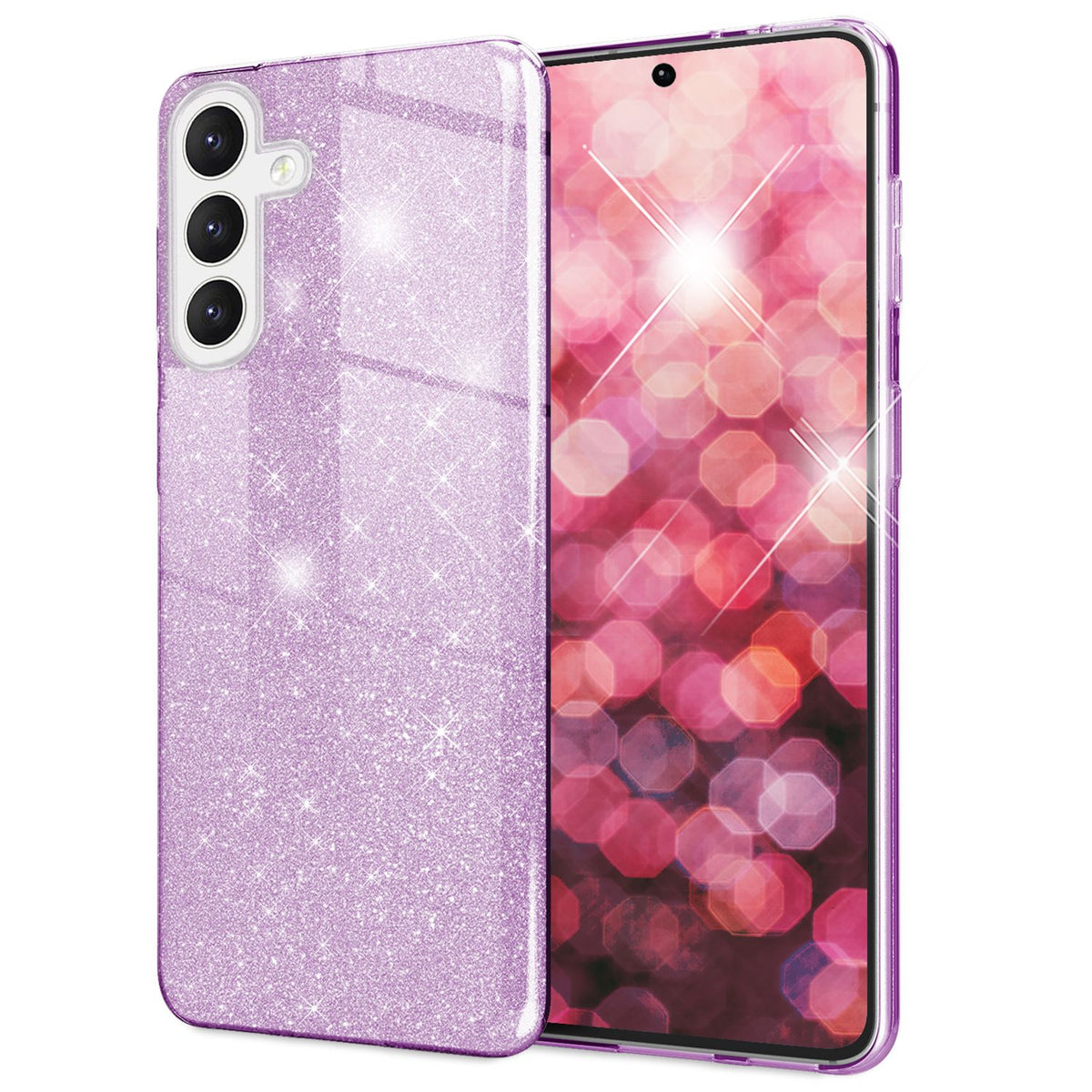 NALIA Glitzerhülle für Samsung Galaxy S24 – Funkelnder Glitzer-Look & Grip – SHINEPOP (Silikon Case) – Marke aus Berlin