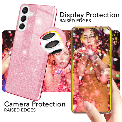 NALIA Glitzerhülle für Samsung Galaxy S24 – Funkelnder Glitzer-Look & Grip – SHINEPOP (Silikon Case) – Marke aus Berlin