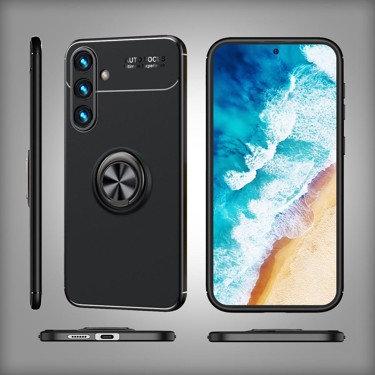 NALIA Ringhülle für Samsung Galaxy S24 Plus – Ring-Ständer 360° & für Magnet-Halter – GRIP360 (Mattiertes Silikon Case) – Marke aus Berlin