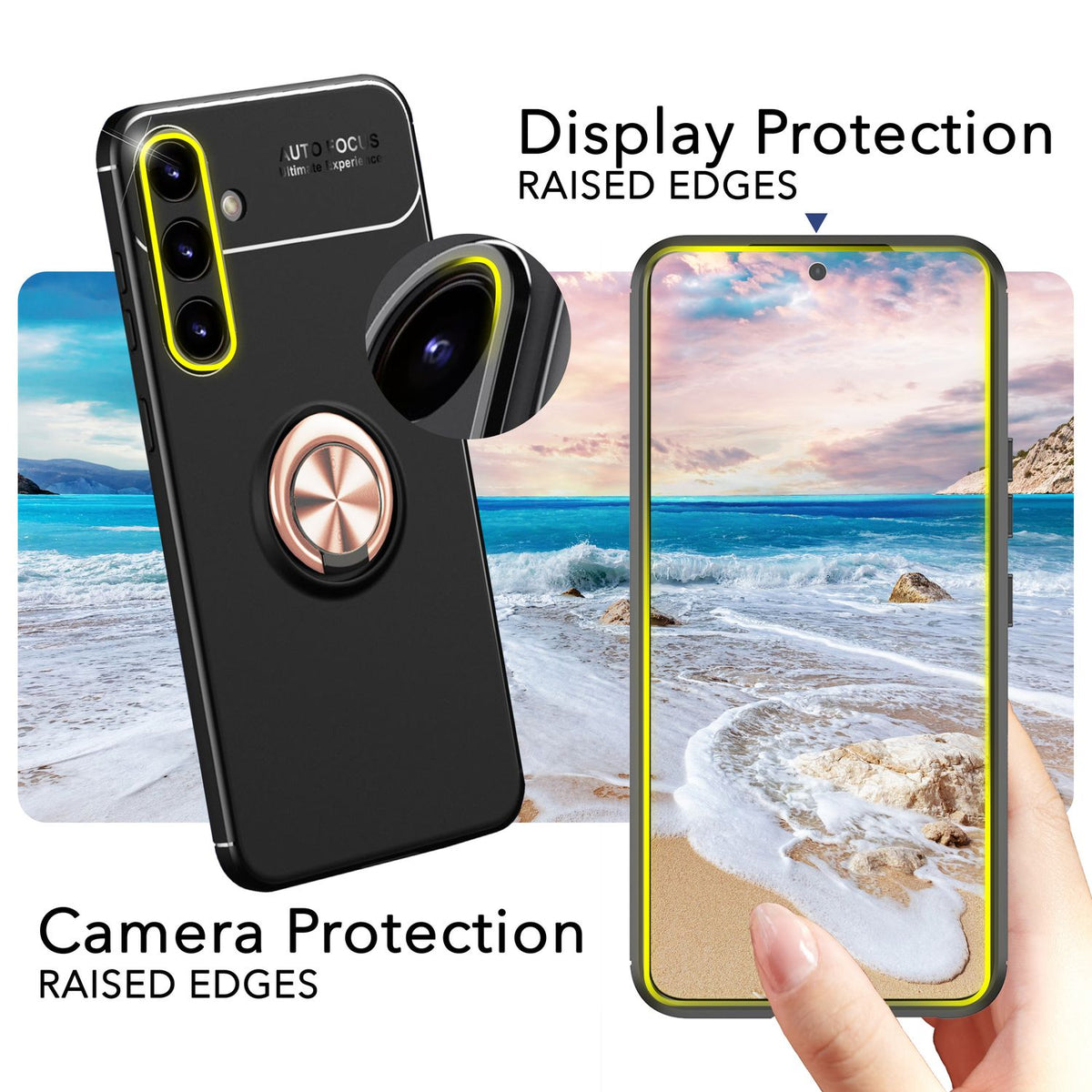 NALIA Ringhülle für Samsung Galaxy S24 Plus – Ring-Ständer 360° & für Magnet-Halter – GRIP360 (Mattiertes Silikon Case) – Marke aus Berlin