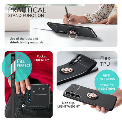 NALIA Ringhülle für Samsung Galaxy S24 Plus – Ring-Ständer 360° & für Magnet-Halter – GRIP360 (Mattiertes Silikon Case) – Marke aus Berlin