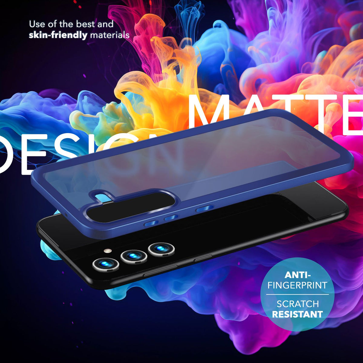 NALIA Matte Handyhülle für Samsung Galaxy S24 – Stoßfester Silikon-Rahmen & Semi-Transparent – FUZION (Anti-Fingerprint Case) – Marke aus Berlin