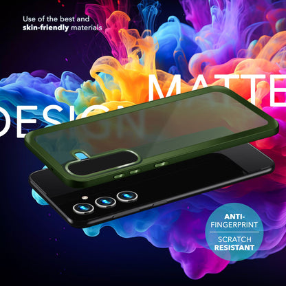 NALIA Matte Handyhülle für Samsung Galaxy S24 – Stoßfester Silikon-Rahmen & Semi-Transparent – FUZION (Anti-Fingerprint Case) – Marke aus Berlin