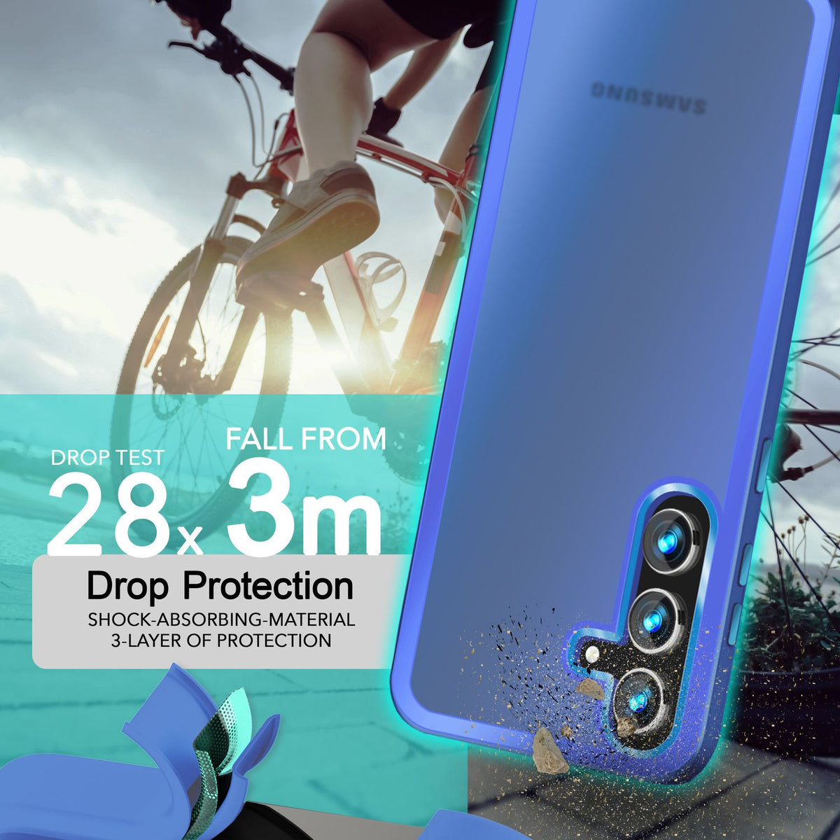 NALIA Matte Handyhülle für Samsung Galaxy S24 – Stoßfester Silikon-Rahmen & Semi-Transparent – FUZION (Anti-Fingerprint Case) – Marke aus Berlin
