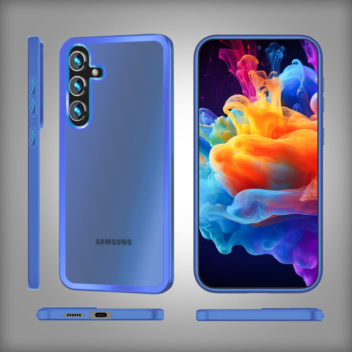 NALIA Matte Handyhülle für Samsung Galaxy S24 – Stoßfester Silikon-Rahmen & Semi-Transparent – FUZION (Anti-Fingerprint Case) – Marke aus Berlin