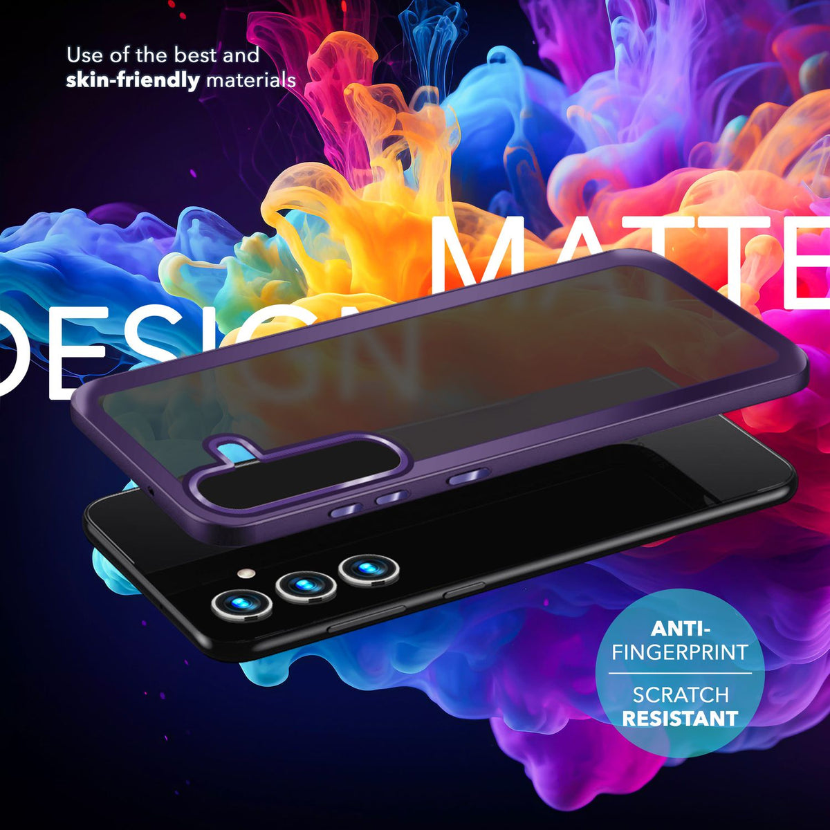 NALIA Matte Handyhülle für Samsung Galaxy S24 – Stoßfester Silikon-Rahmen & Semi-Transparent – FUZION (Anti-Fingerprint Case) – Marke aus Berlin