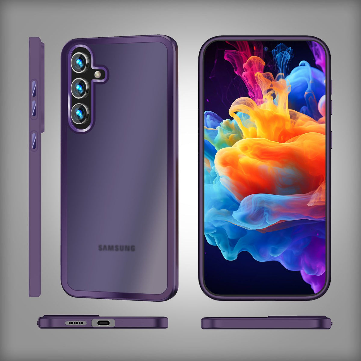 NALIA Matte Handyhülle für Samsung Galaxy S24 – Stoßfester Silikon-Rahmen & Semi-Transparent – FUZION (Anti-Fingerprint Case) – Marke aus Berlin