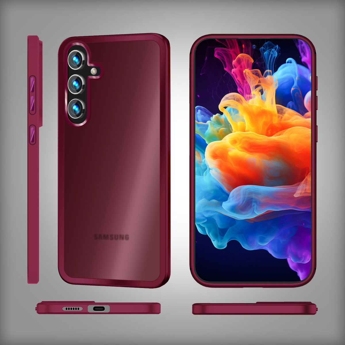 NALIA Matte Handyhülle für Samsung Galaxy S24 – Stoßfester Silikon-Rahmen & Semi-Transparent – FUZION (Anti-Fingerprint Case) – Marke aus Berlin