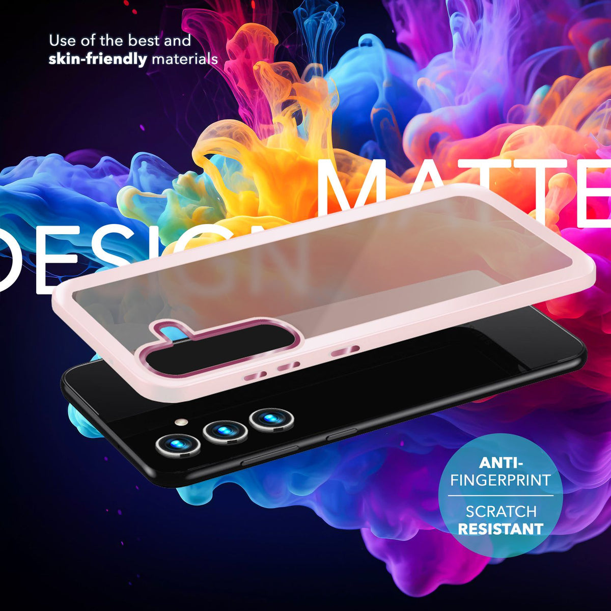 NALIA Matte Handyhülle für Samsung Galaxy S24 – Stoßfester Silikon-Rahmen & Semi-Transparent – FUZION (Anti-Fingerprint Case) – Marke aus Berlin