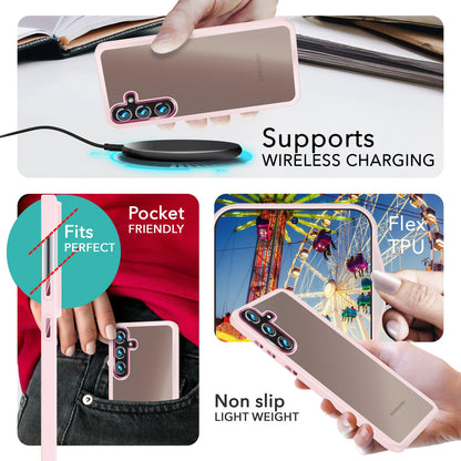 NALIA Matte Handyhülle für Samsung Galaxy S24 – Stoßfester Silikon-Rahmen & Semi-Transparent – FUZION (Anti-Fingerprint Case) – Marke aus Berlin