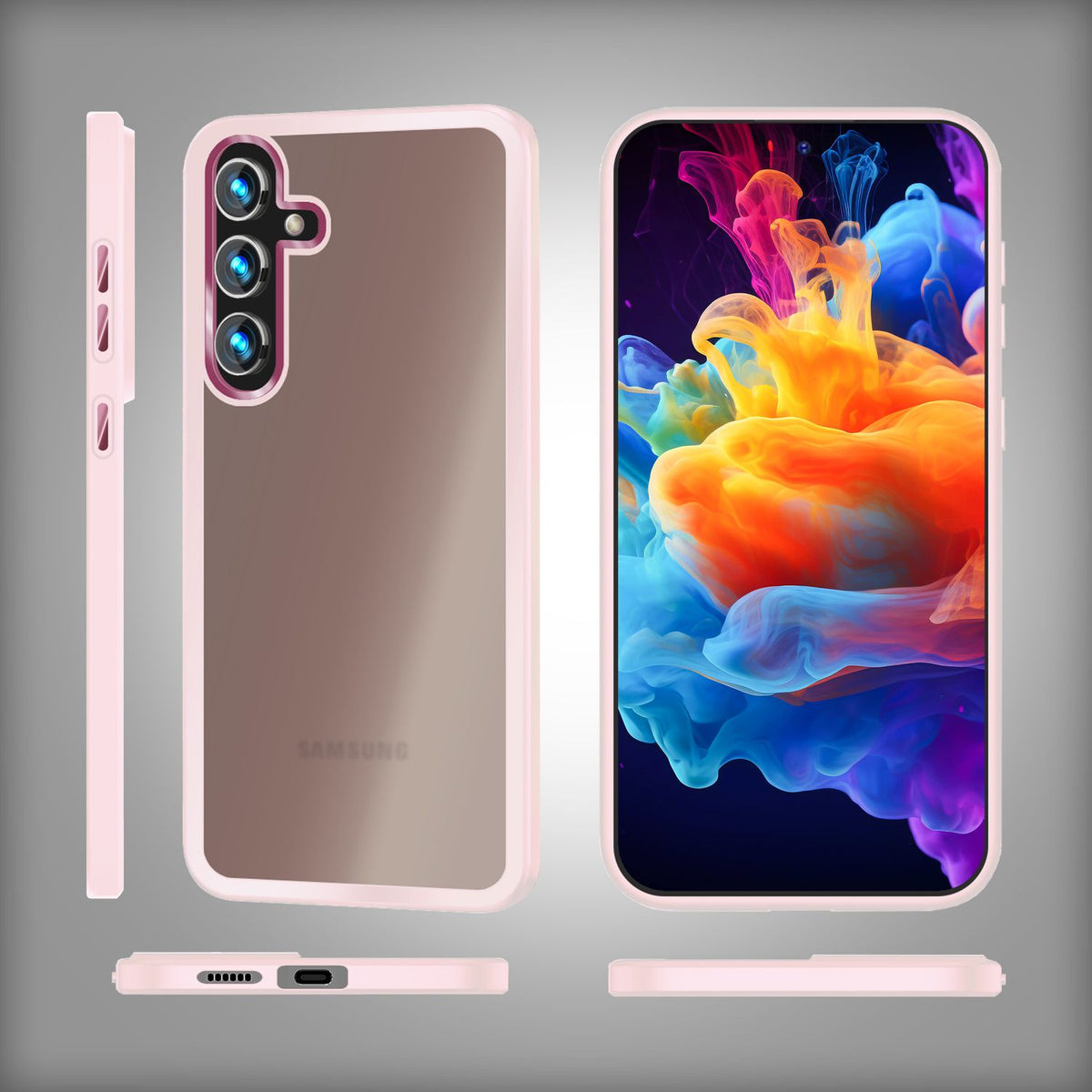 NALIA Matte Handyhülle für Samsung Galaxy S24 – Stoßfester Silikon-Rahmen & Semi-Transparent – FUZION (Anti-Fingerprint Case) – Marke aus Berlin