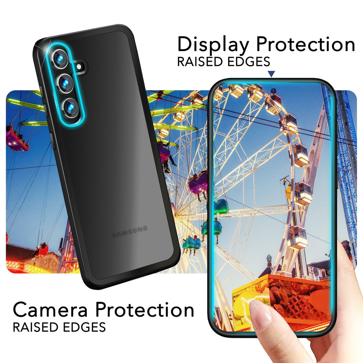 NALIA Matte Handyhülle für Samsung Galaxy S24 – Stoßfester Silikon-Rahmen & Semi-Transparent – FUZION (Anti-Fingerprint Case) – Marke aus Berlin