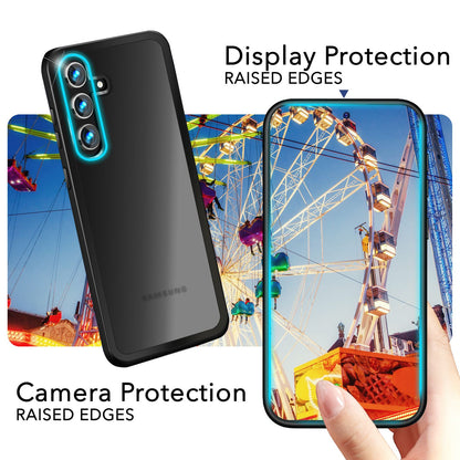 NALIA Matte Handyhülle für Samsung Galaxy S24 – Stoßfester Silikon-Rahmen & Semi-Transparent – FUZION (Anti-Fingerprint Case) – Marke aus Berlin