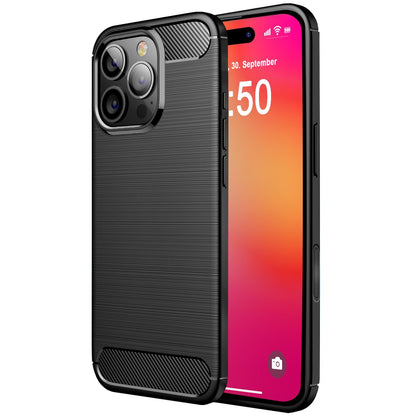NALIA Silikonhülle für iPhone 16 Pro – Rutschfest & Matt – VORTEX (Gebürstete Optik & Carbon Design) – Marke aus Berlin