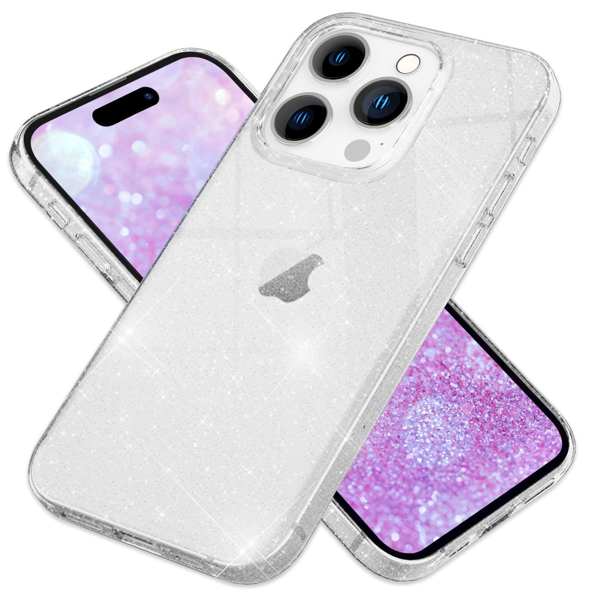 NALIA Glitzerhülle für iPhone 16 Pro Max – Funkelndes Silikon Case – DAZZLIN (Transparent & Stoßfest) – Marke aus Berlin