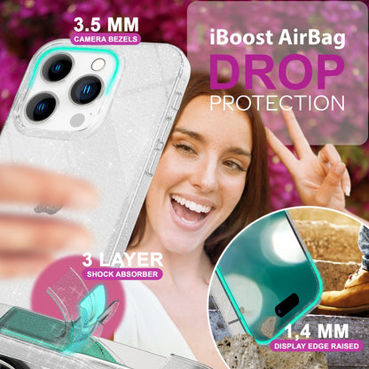 NALIA Glitzerhülle für iPhone 16 Pro Max – Funkelndes Silikon Case – DAZZLIN (Transparent & Stoßfest) – Marke aus Berlin