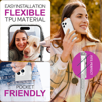 NALIA Glitzerhülle für iPhone 16 Pro Max – Funkelndes Silikon Case – DAZZLIN (Transparent & Stoßfest) – Marke aus Berlin